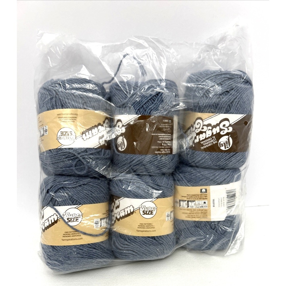 Lily Sugar n Cream Cotton Yarn Blue Jeans #18116 Lot of 6 Super Size